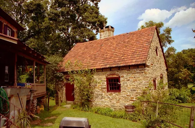 Keim house and ancillary building, SW perspective view  (c.1990)