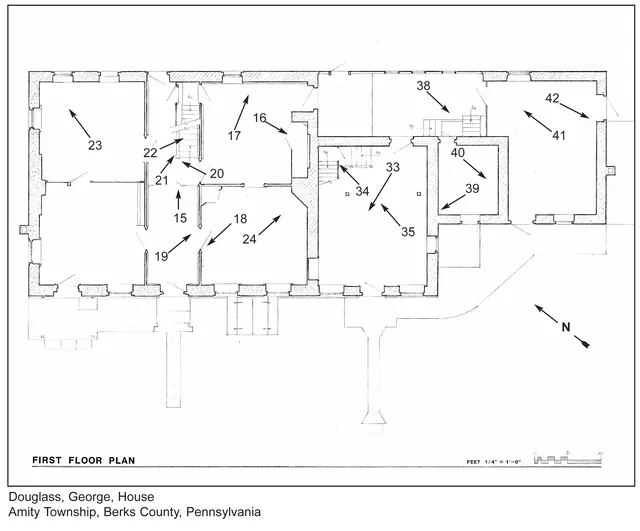 George Douglass House, National Register floor plans, 1st floor (2008)
