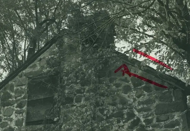 Michael Fulp House, detail of south gable wall (c.1966)