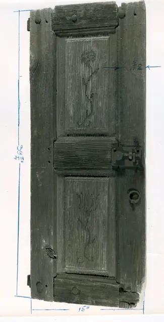 DeTurk House, view of paint-decorated shutter