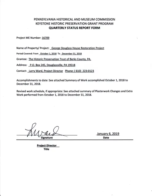 Quarterly Status Report Form
