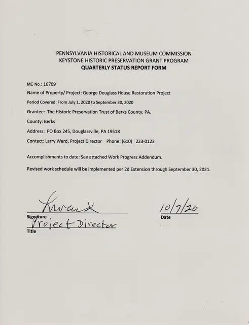 Quarterly Status Report Form