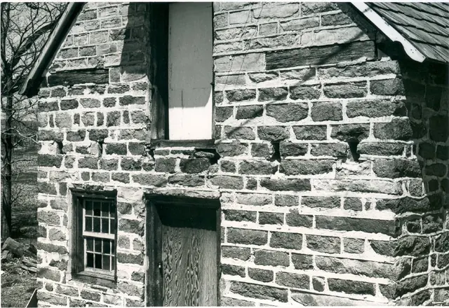 DeTurk House, detail view of outlooker remnants, south elevation (1973)