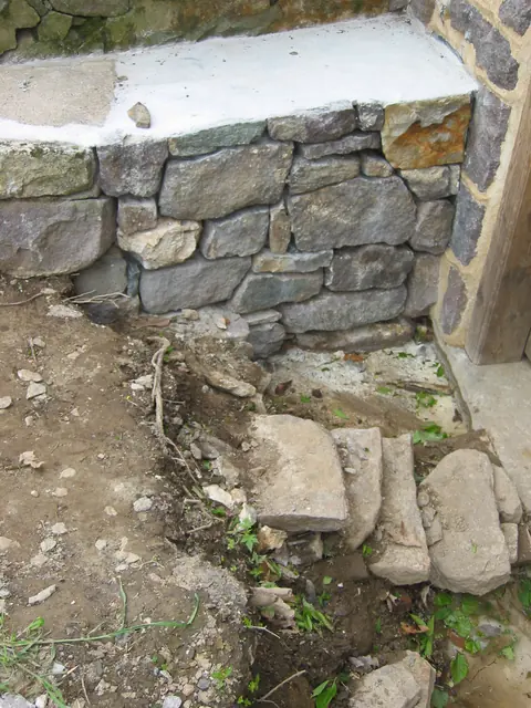 Restored DeTurk low retaining wall (2010)