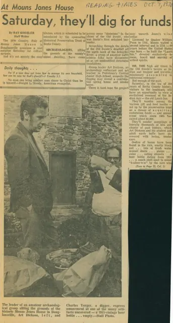 Mouns Jones House, article about arachaeological dig, image #1 (1970)