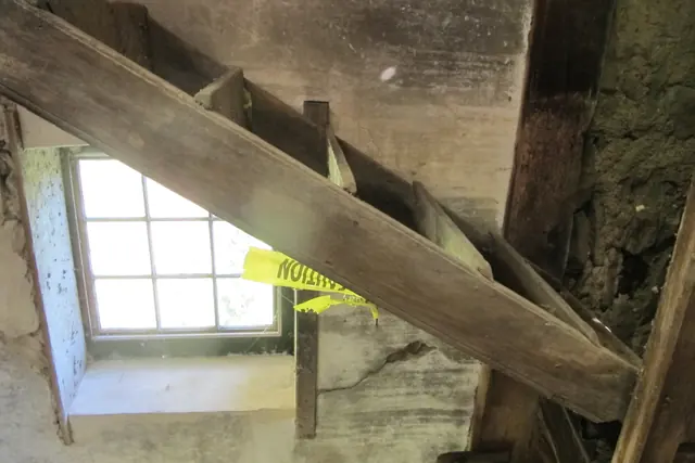 #1, 1069: Side view of Keim shop interior step ladder.