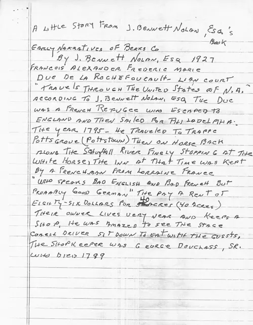White Horse Tavern, recounted anecdote from 1795