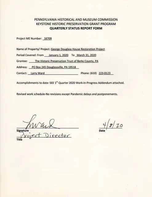 Quarterly Status Report Form