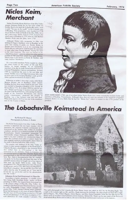 Keim articles, American Folklife, Page 2 (1974)