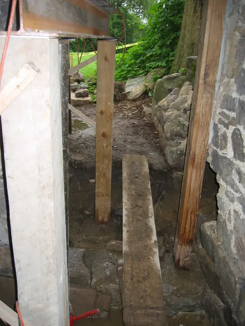 Interior view through DeTurk ground-level doorway during restoration (2009)