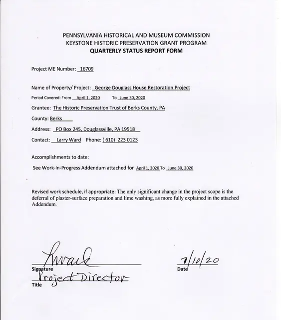 Quarterly Status Report Form