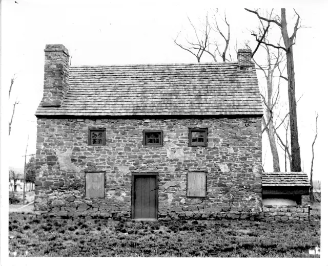 Mouns Jones House, partially restored east eaves wall elevation (c.1971)
