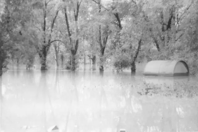Moraltton village, 1972 flood N of Mouns Jones House