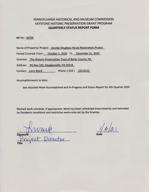 Quarterly Status Report Form
