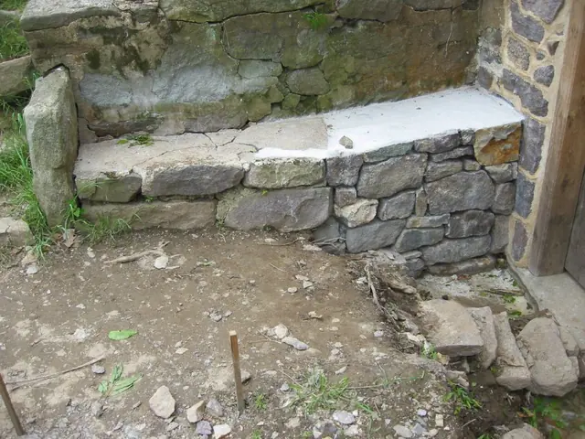 Restored DeTurk low retaining wall (2010)
