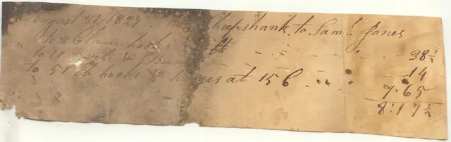 Receipt from Mr Sheepshank to Samuel Jones 31 August 1827