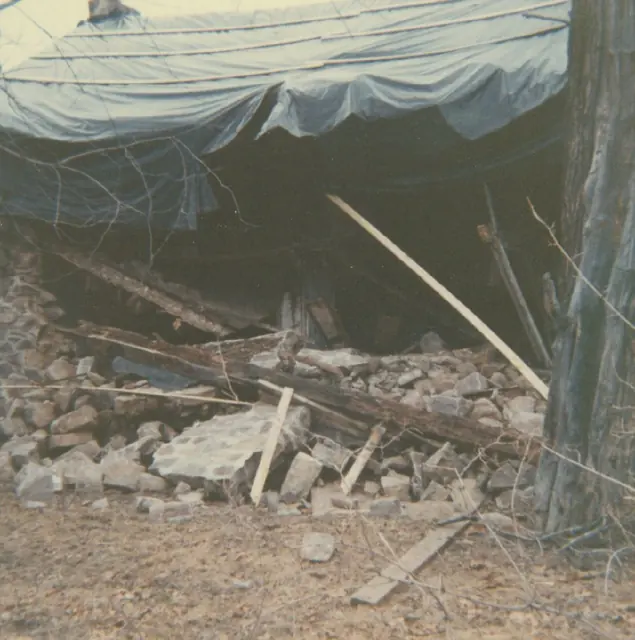 Michael Fulp House, ruins of west eaves wall after 1967 collapse