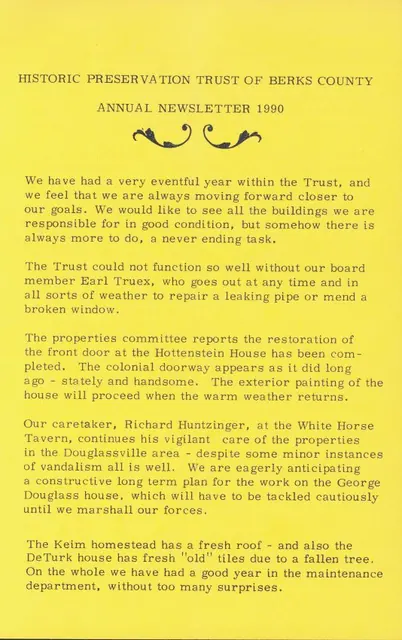 General, HPTBC newsletter page #1 (1990)
