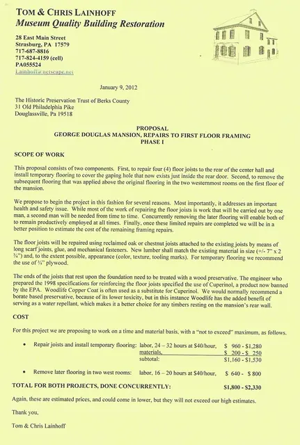 Historic Preservation Trust of Berks County Sites and Structures Committee Report, January 2012