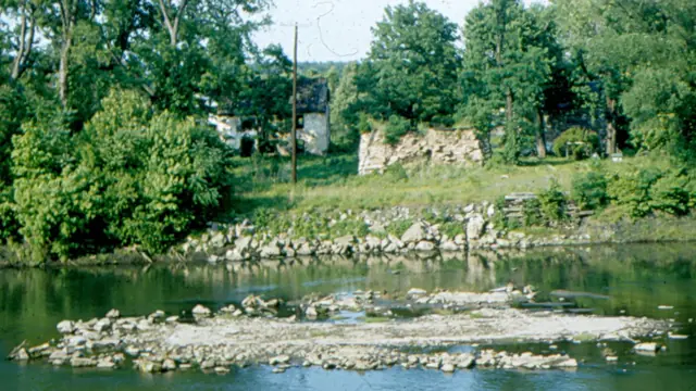 Mouns Jones house and covered bridge pier, c. 1952-1957