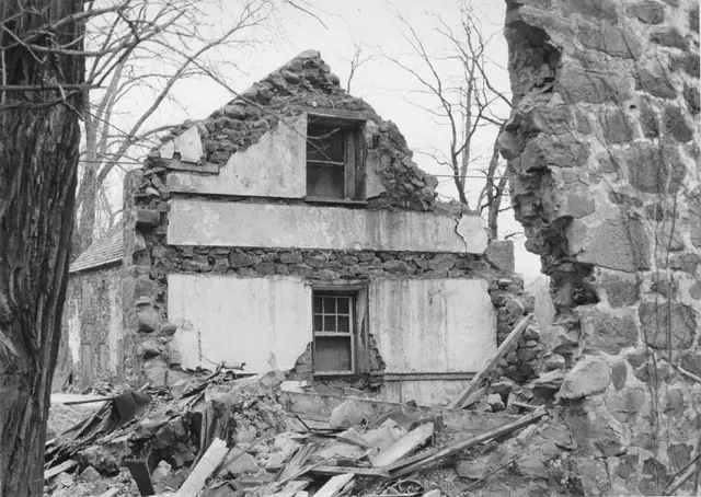 Michael Fulp House, Interior of N gable wall after partial collapse (c.1969