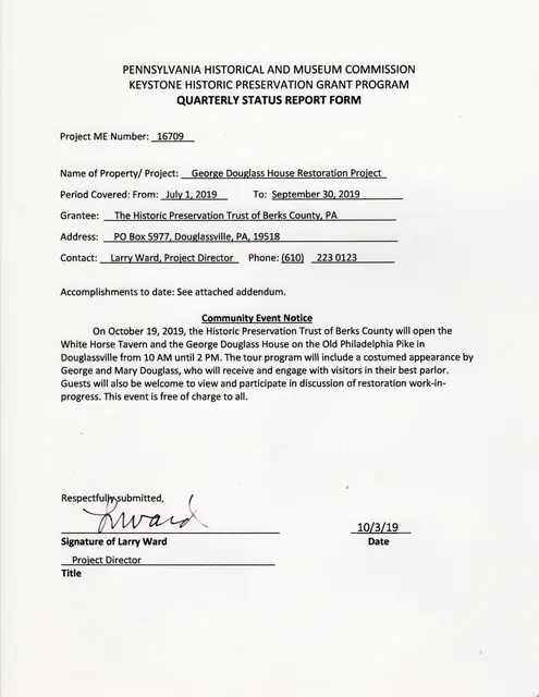 Quarterly Status Report Form
