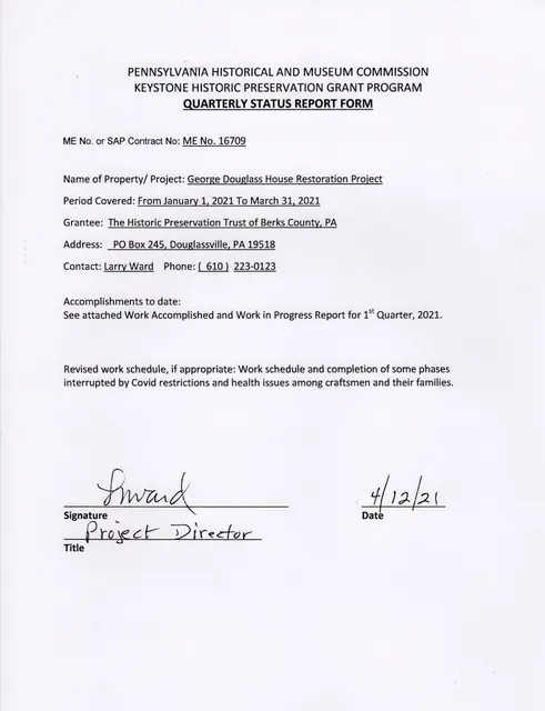 Quarterly Status Report Form