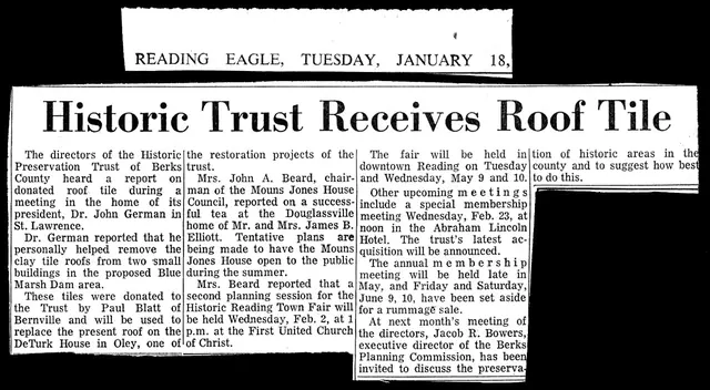 Newspaper article on HPTBC receipt of clay roof tiles (1972)