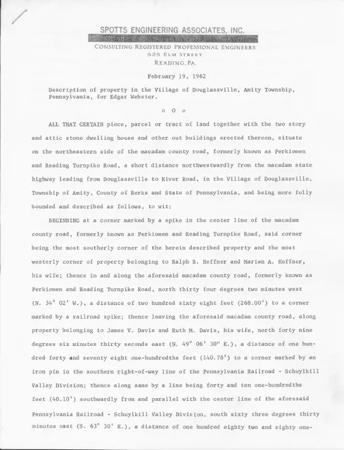 Mouns Jones, Parcel description, page 1 (1962)