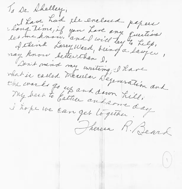 George Douglass, general info, Theresa Beard Notes, page#1