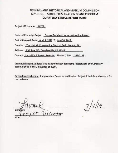 Quarterly Status Report Form