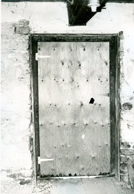 Interior view of doorway in south gable wall (1973)