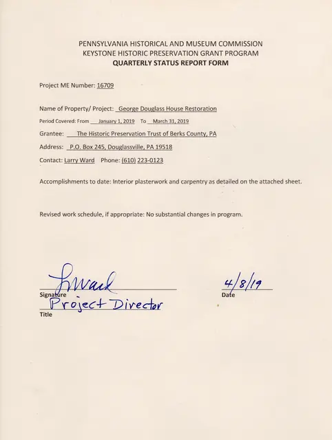 Quarterly Status Report Form