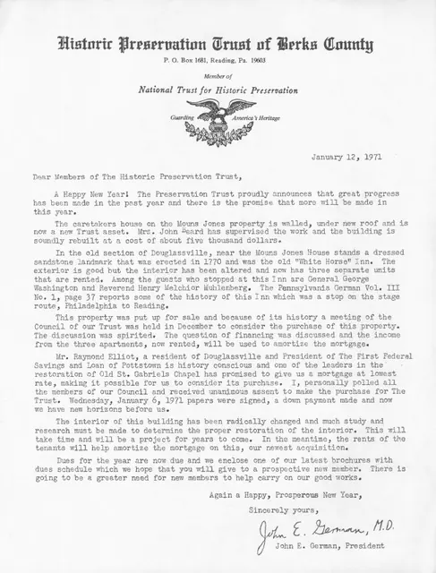 General, New Year update & membership renewal letter (1971)