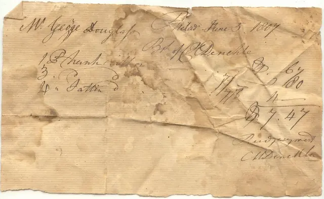 Receipt / Payment received George Douglass (Jr) from M Denekla