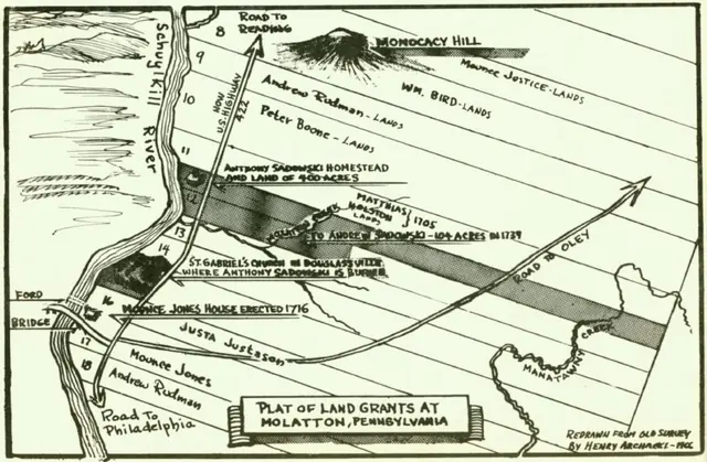 Mouns Jones land grant map reproduction (1966)