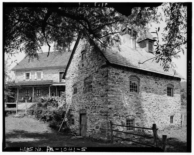 Keim ancillary workshop building [right] and 1753 farm house [left]
